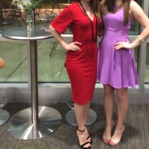 ASOS red pencil knee length dress